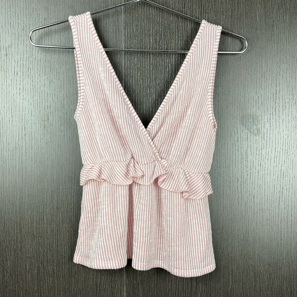 [Caution to the wind] Anthropologie Soft Knit Peplum Ruffle Tank - XS